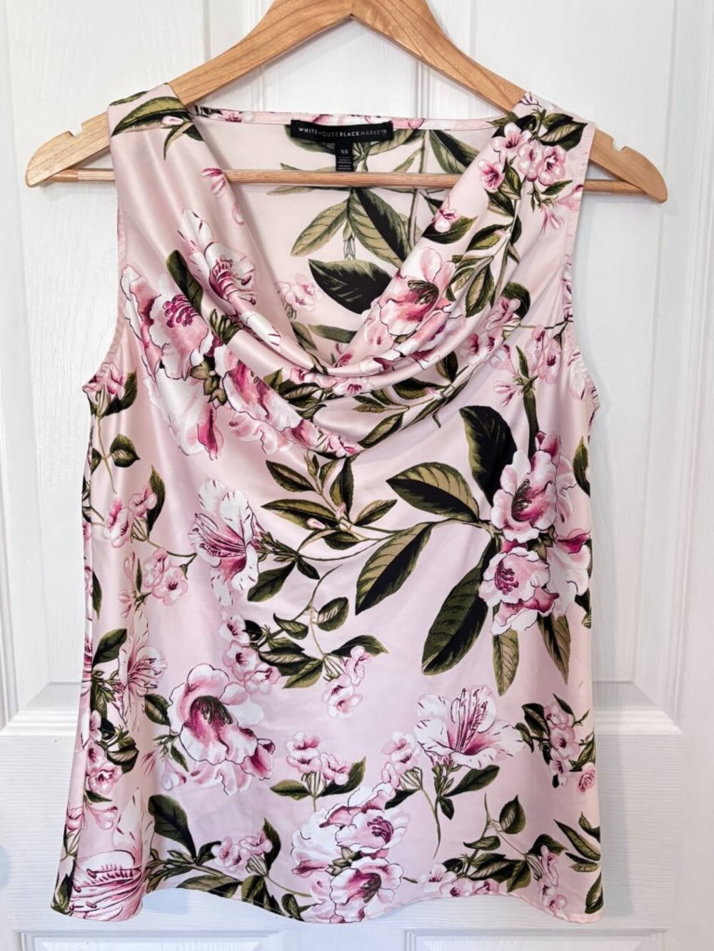 White House Black Market floral cowl neck top size XS